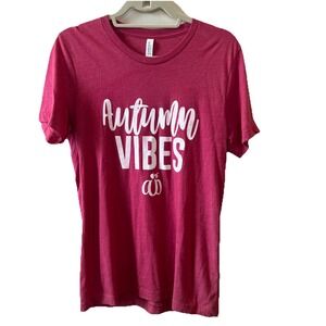 Bella + Canvas T-Shirt Women M Graphic Autumn Vibes Red‎ Short Sleeve Fitted EUC